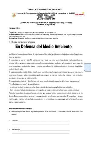Grado Tercero J M Semana Nª 1