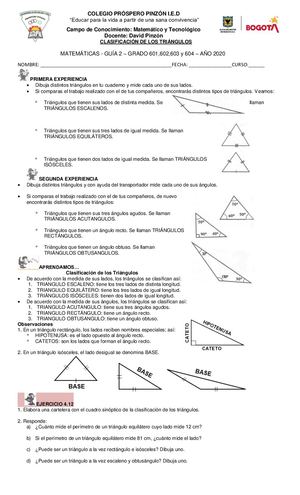 GUIA 2. CLASIFICACIÓN DE TRIÁNGULOS