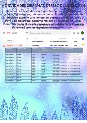 Actividades Semanas Desescolarización