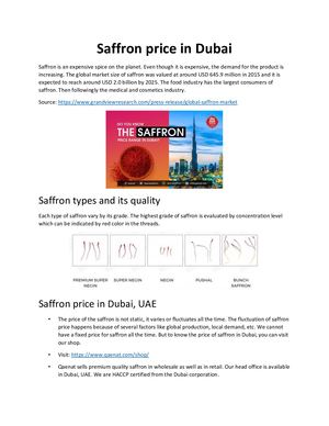 Saffron Price In Dubai