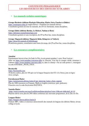 Ressources des éditeurs scolaires