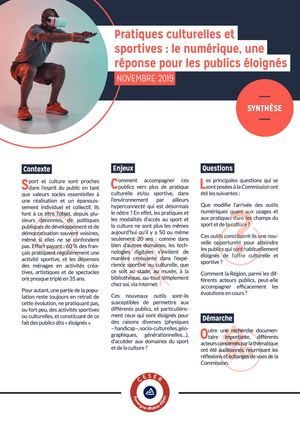 Synthese Pratiques culturelles et sportives : le numérique, une réponse pour les publics éloignés