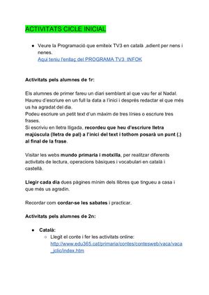 ACTIVITATS CICLE INICIAL