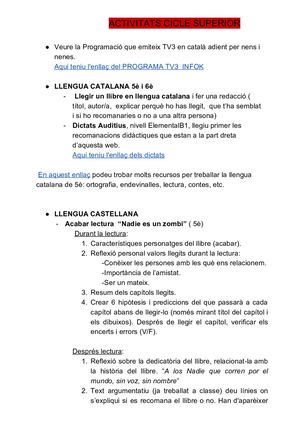 ACTIVITATS CICLE SUPERIOR