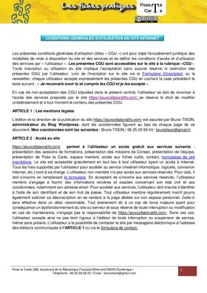 Conditions Générales D Utilisation Du Site Internet