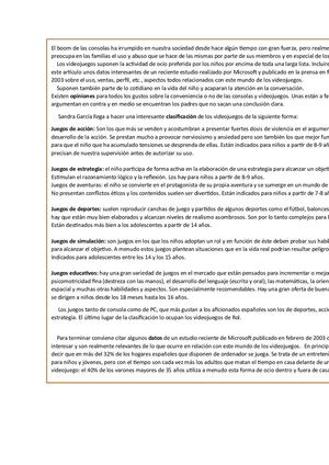 La Pasión Por Los Videojuegos Texto Expositivo