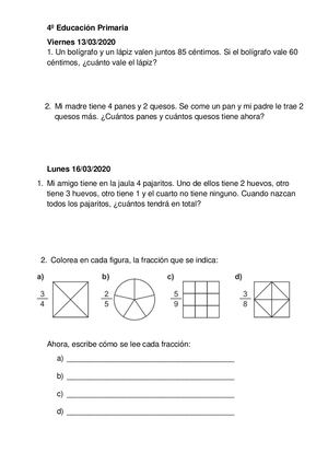 Problemas y fracciones 4º