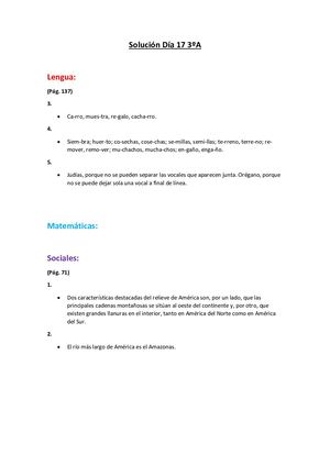 Corrección Lengua Y Sociales 3º A Día 17