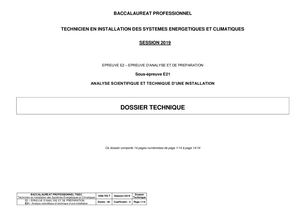 11623 Bac Pro Tisec 2019 Epreuve E2 U21 Dossier Technique