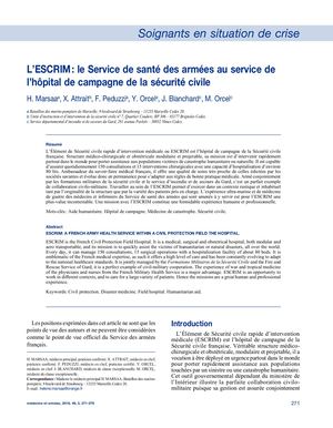 L'ESCRIM,  le Service de santé des armées au service de l’hôpital de campagne de la sécurité civile