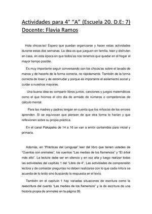 Actividades Para Cuarto Grado A