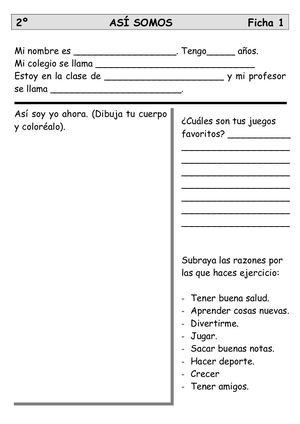 Fichas Así Somos, 3 Grado Primaria