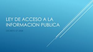 Presentacion Ley De Acceso A La Informacion Publica