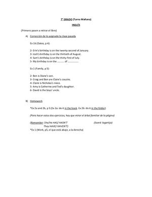 7° Grado A Ingles
