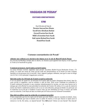 Coutumes Constantinoises De Pessah 2020