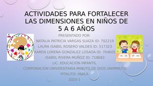 Actividades Para Fortalecer Las Dimensiones En Niños De