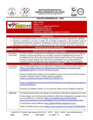 Artes 10° Guía 1 Dibujo Creativo Ii