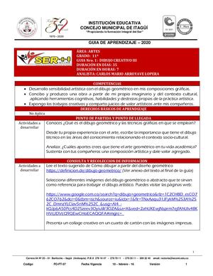 Artes 11° Guía 1 Dibujo Creativo Iii
