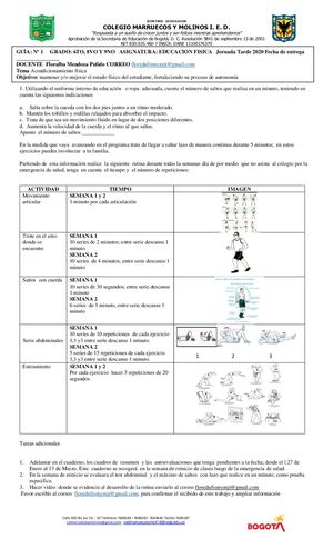 Trabajo En Casa Educacion Fisica Jornada Tarde Flor