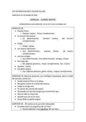 Corrección Lengua Y Naturales 6º Día 18