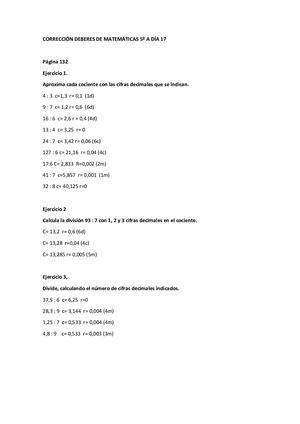Corrección Matemáticas 5º A Día 17