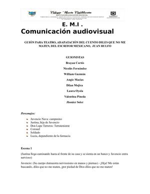 Guión para teatro (adaptación) DILES QUE NO ME MATEN