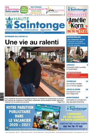 Haute Saintonge édition du 20 mars 2020