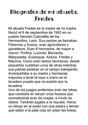 BIOGRAFÍA DE MI ABUELA FREDES, Carla