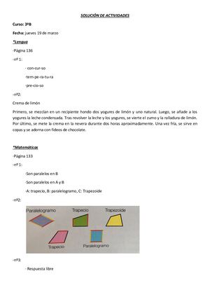 Corrección Lengua Y Mates 3º B Día 19