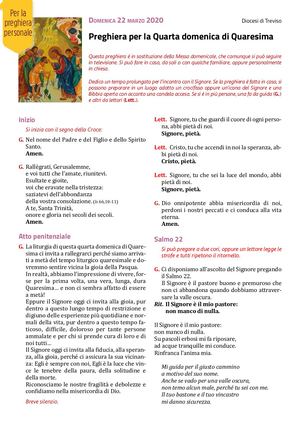 Sussidio Preghiera Personale - Quarta Domenica Di Quaresima 2020