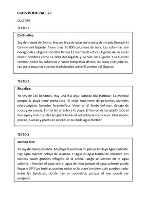 Corrección Inglés  Pag 73 6º Día 19