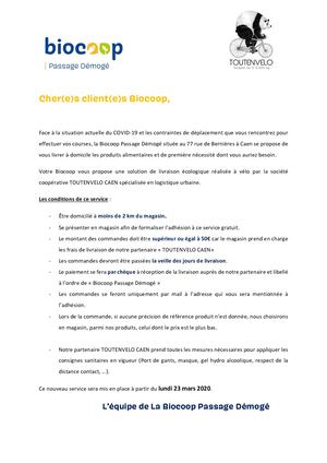 Présentation De La Livraison À Domicile Gratuite Par La Biocoop De Caen Démogé