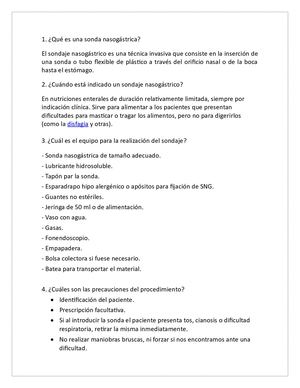 Sondaje Nasogastrico Y Nutricion Enteral