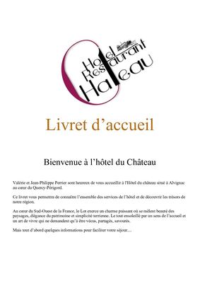 Livret d'accueil de l'Hôtel du Château