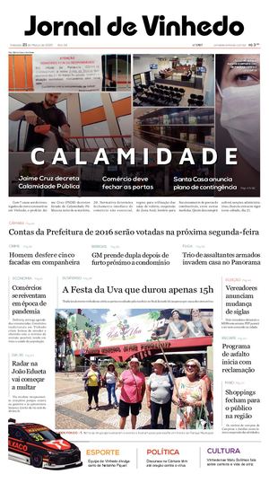 Jornal De Vinhedo Sábado, 21 De Março De 2020 Edic 1787