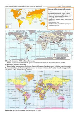 Indicadores demográficos, distribución de la población