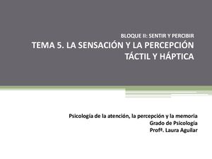 Tema 5 Los Sentidos Cutáneos Laura Aguilar