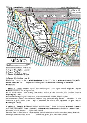 Méjico Generalidades, conquista, mapa físico Y Económico