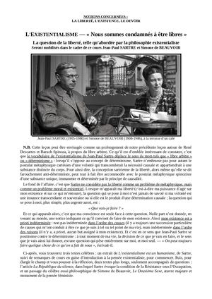 L'existentialisme face à la question de la liberté