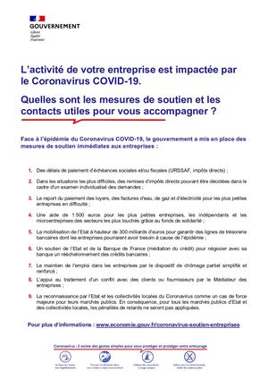 Coronavirus - Soutien à l'activité économique