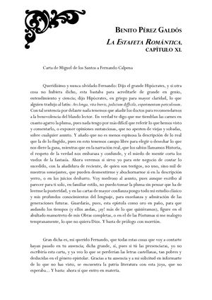 La muerte de Larra en La estafeta romántica, de Benito Pérez Galdós