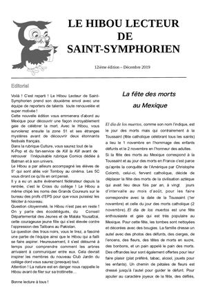 Hibou Lecteur de Saint-Symphorien Décembre2019