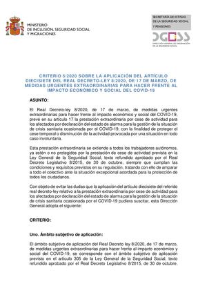 Medidas adoptadas sobre prestaciones para autónomos por Covid-19