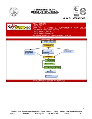 CIENCIAS 5º -GUIA Nº 4 - Utilizo El Conocimiento Para Crear Diferentes Tipos De Circuitos
