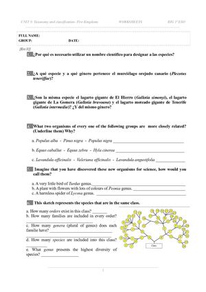 Worksheets Taxonomy And Clasification