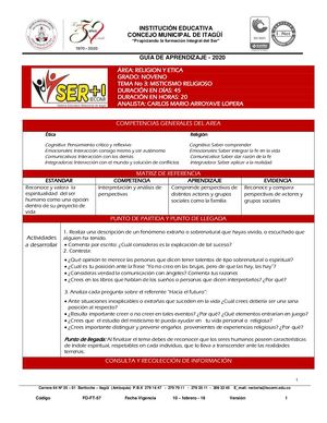 ETICA Y RELIGION 9° Guia 3 Misticismo Religioso