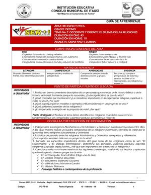 ETICA Y RELIGION 10° Guia 2 Oriente Y Occidente Dilema De La Religion