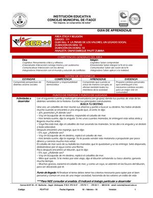 ETICA Y RELIGION 11° Guia 4 La Praxis Y Valores Un Legado Social