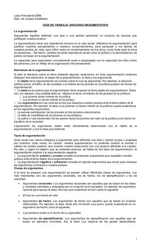 Guia De Trabajo Discurso Argumentativo