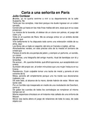 Carta A Una Señorita En París